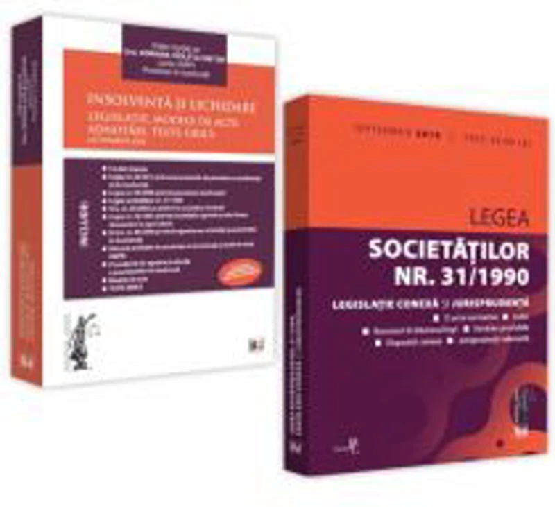 Pachet Insolventa si lichidare, Legea societatilor nr. 31/1990. Editie tiparita pe hartie alba. 2018 - Adriana Violeta Nistor