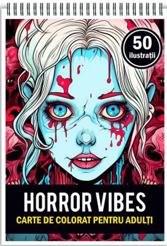 Carte de colorat, 50 de ilustratii, Horror Vibes