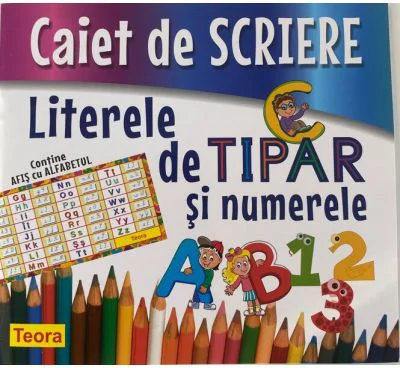 Caiet de scriere. Literele de tipar si numerele