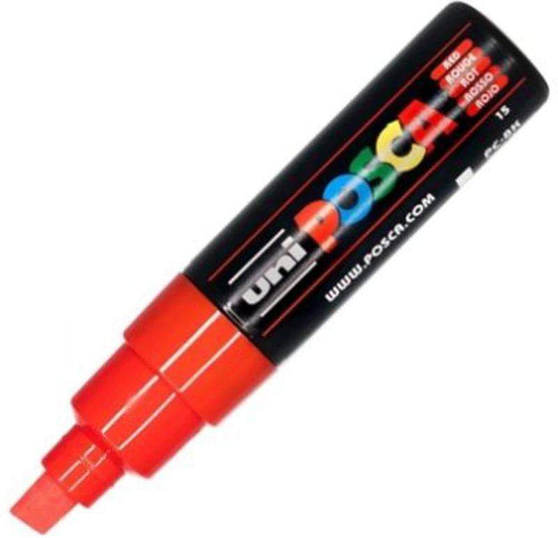 Marker UNI PC-8K 8. 0 mm, varf tesit, rosu, Posca