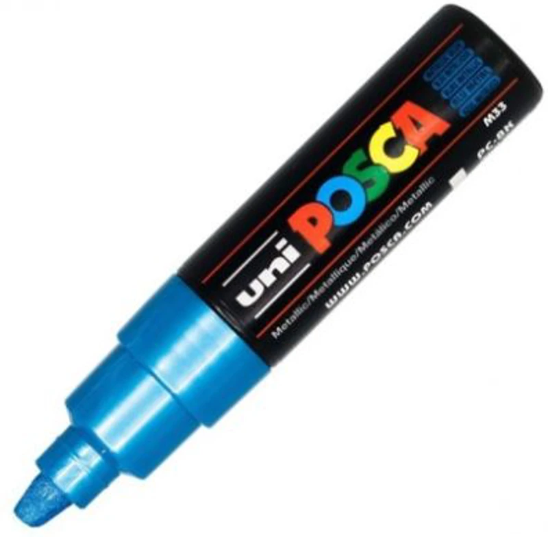 Marker UNI PC-8K 8. 0 mm, varf tesit, albastru metalizat, Posca