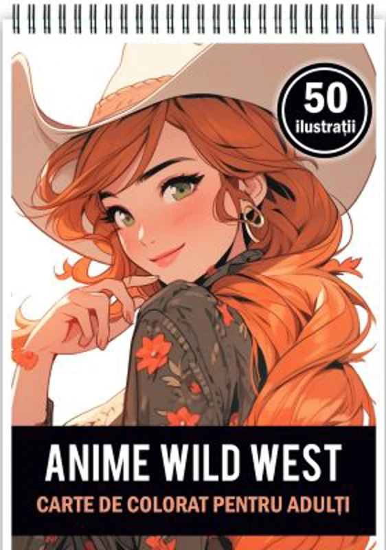 Carte de colorat pentru adulti, 50 de ilustratii Anime Wild West