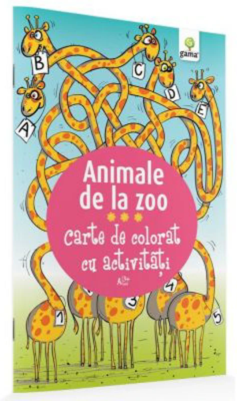 Carte de colorat cu activitati. Animale de la Zoo
