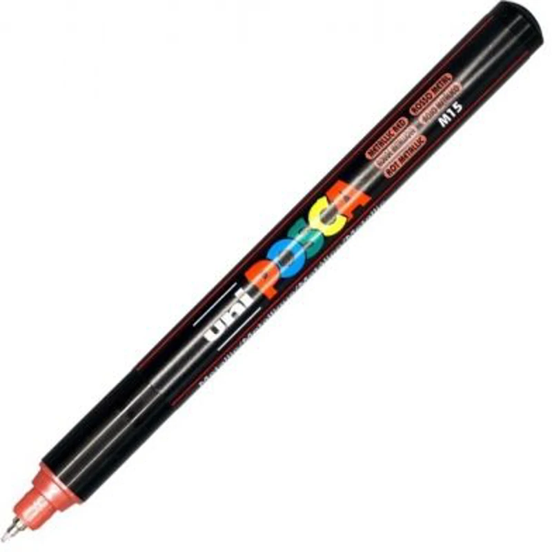 Marker UNI PC-1MR 0. 7 mm, varf metalic fin, rosu metalizat, Posca (M623)