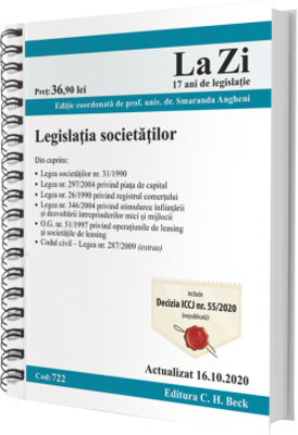 Legislatia societatilor. Cod 722. Actualizat la 16. 10. 2020 - Smaranda Angheni