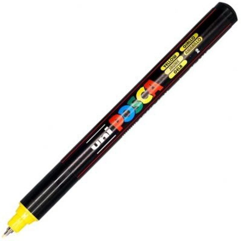 Marker UNI PC-1MR 0. 7 mm, varf metalic fin, galben, Posca (M485)
