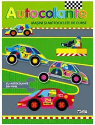Masini si motociclete de curse. Autocolante. Ne jucam si construim