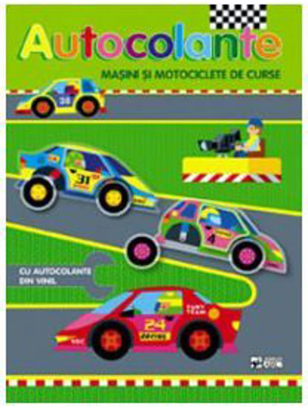 Masini si motociclete de curse. Autocolante. Ne jucam si construim