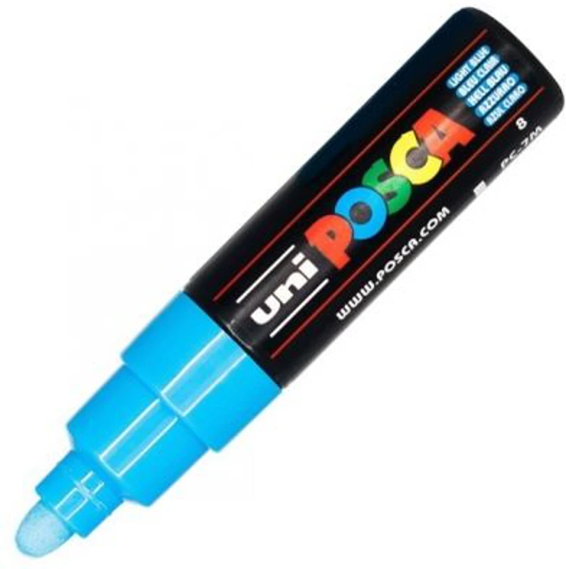 Marker UNI PC-7M 4. 5-5. 5 mm, albastru deschis, Posca