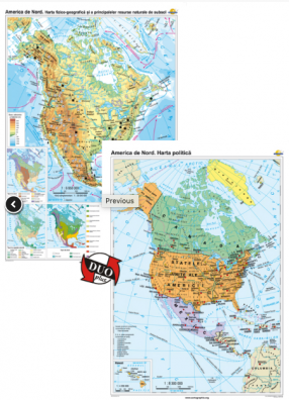 America de Nord. Harta fizico-geografica si a principalelor resurse naturale de subsol si America de Nord. Harta politica – Duo Plus ( CR-3113DPA 120x