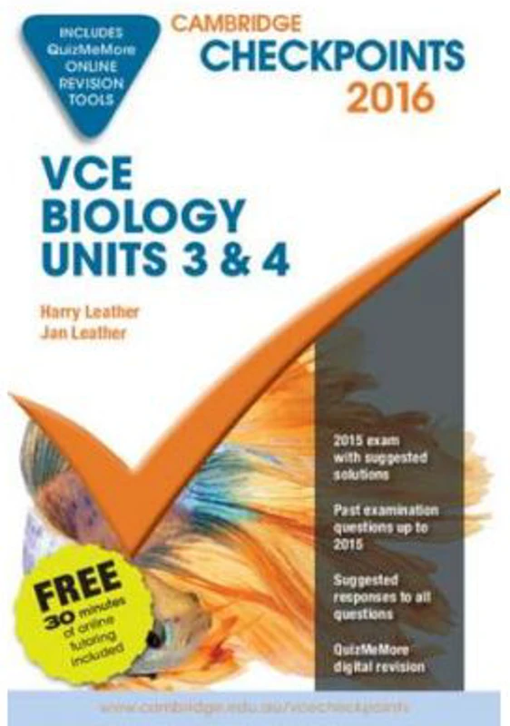 Cambridge Checkpoints VCE Biology Units 3 and 4 2016 and Quiz Me More - Harry Leather, Jan Leather