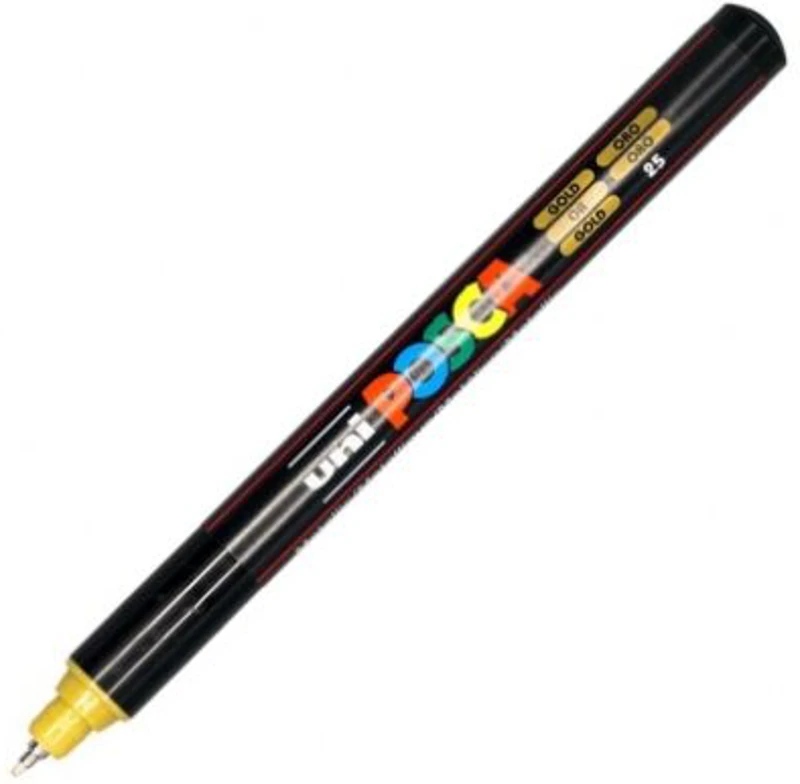 Marker UNI PC-1MR 0. 7 mm, varf metalic fin, auriu, Posca (M619)