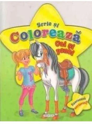 Scrie si coloreaza cai si ponei - verde