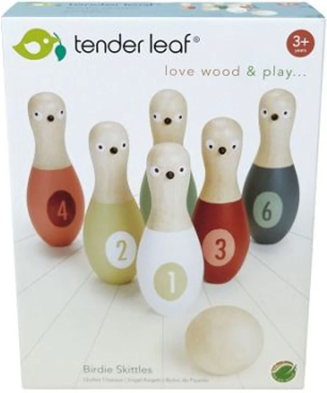 Set bowling, din lemn premium, Birdie Skittles, 7 piese