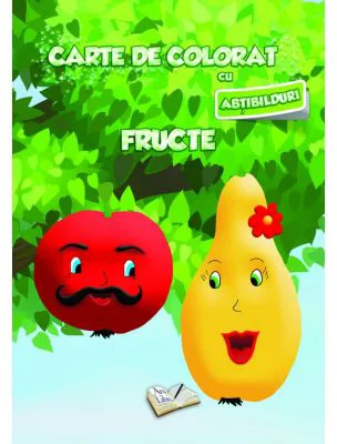 Carte de colorat cu abtibilduri. Fructe