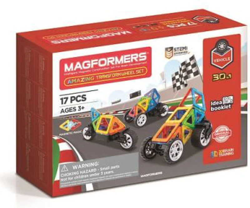 Joc magnetic de constructie Amazing Transform Wheels Set Vehicule, 17 piese, Magformers