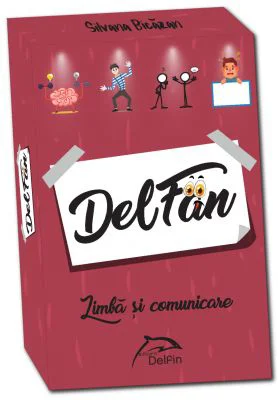 DelFan-Limba si comunicare. Joc cu 64 de cartonase ce contine 4 arii super distractive: Cultura generala, mima, descriere verbala si desen - Silvana B