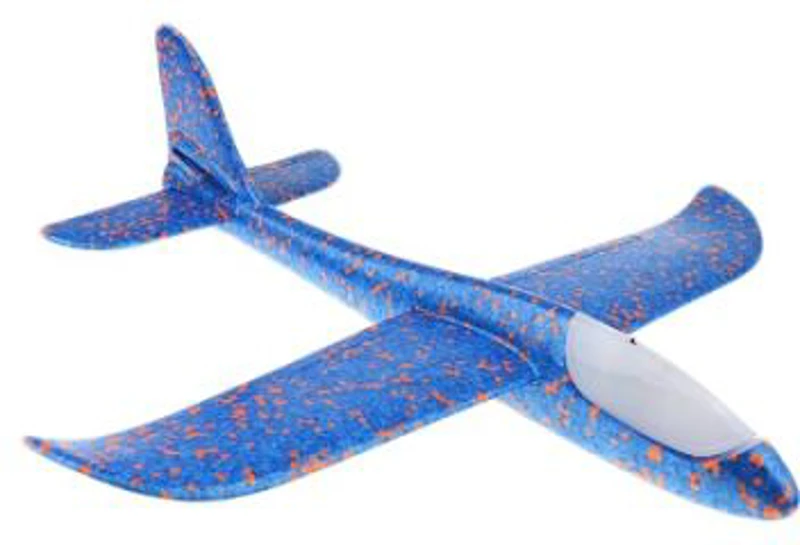 Avion din polistiren, 47 cm, cu led, albastru
