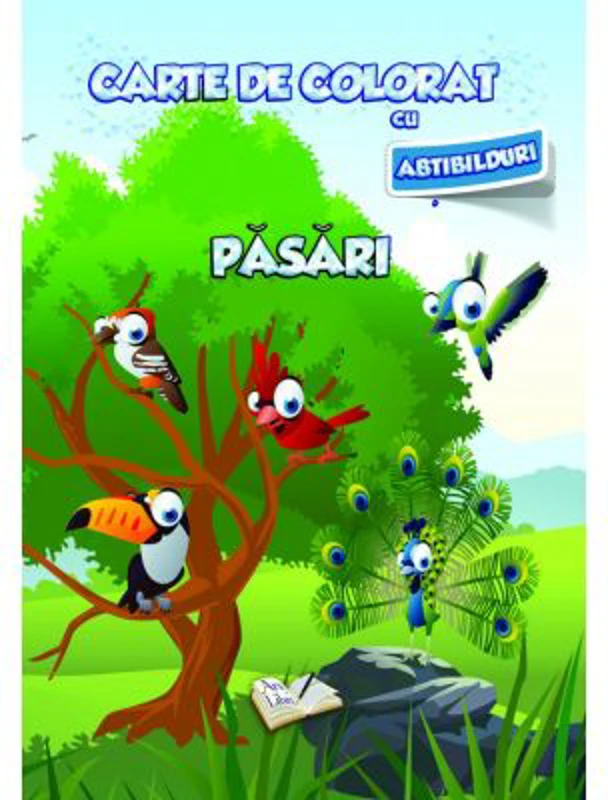 Carte de colorat cu abtibilduri. Pasari
