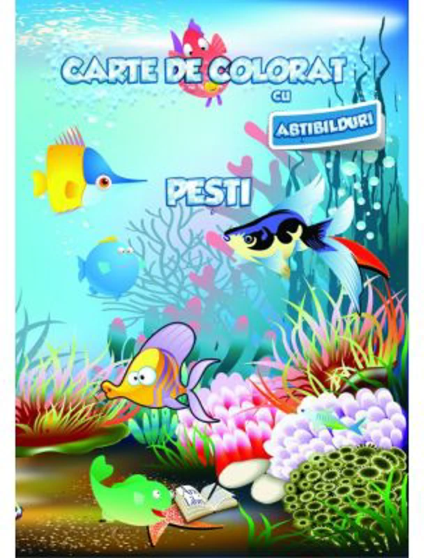 Carte de colorat cu abtibilduri. Pesti