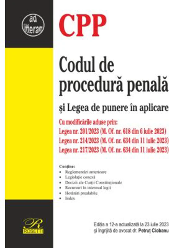 Codul de procedura penala si Legea de punere in aplicare - Petrut Ciobanu