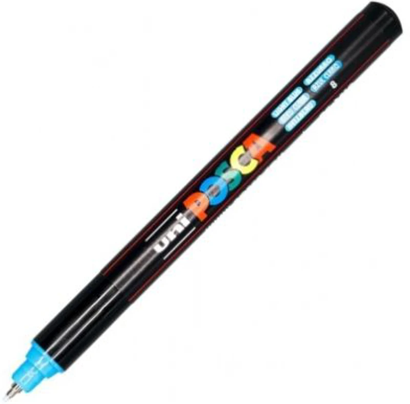 Marker UNI PC-1MR 0. 7 mm, varf metalic fin, albastru deschis, Posca (M482)