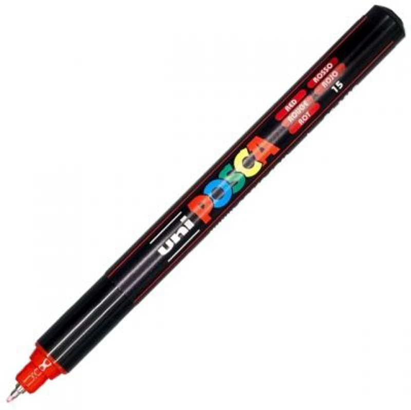 Marker UNI PC-1MR 0. 7 mm, varf metalic fin, rosu, Posca (M620)