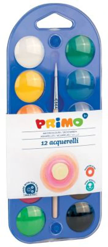 Acuarele Morocolor cu pensula diametru pastila 25mm 12 culori/set (MC15401)