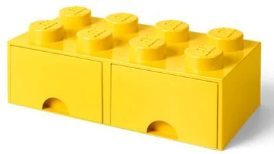 Cutie depozitare LEGO 2x4 cu sertare galben