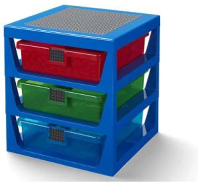 Organizator LEGO cu trei sertare, albastru