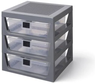 Organizator LEGO cu trei sertare, gri