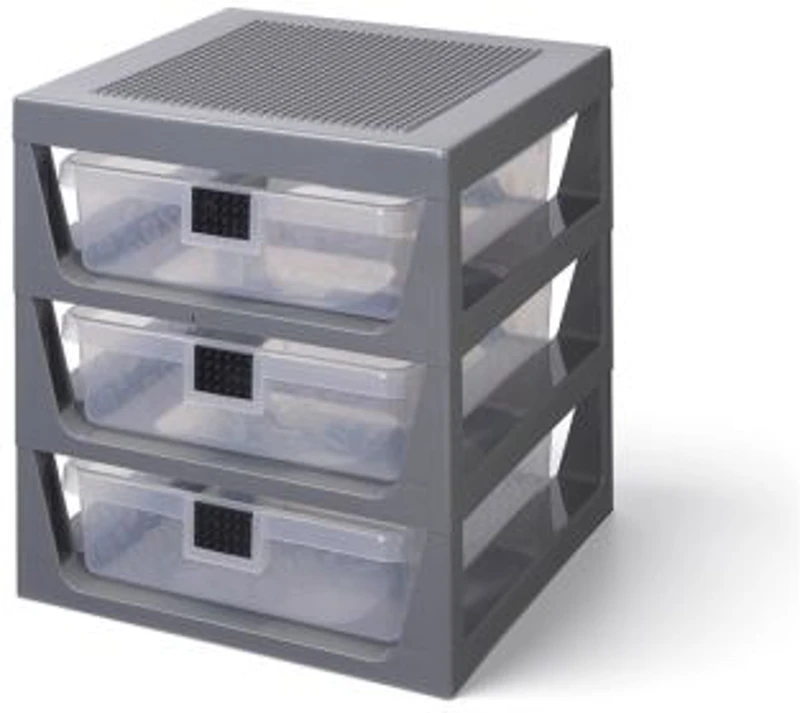 Organizator LEGO cu trei sertare, gri