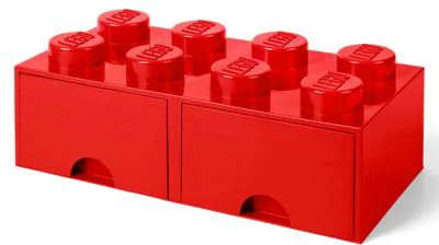 Cutie depozitare LEGO 2x4 cu sertare rosu