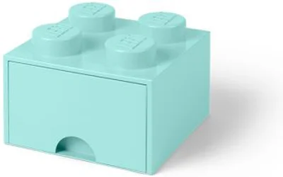 Cutie depozitare LEGO 2x2 cu sertar aqua