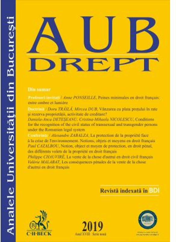 Analele Universitatii din Bucuresti. Seria Drept, 2019