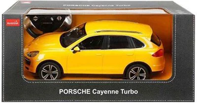 Masina cu telecomanda Porsche Cayenne Turbo galben cu scara de 1 la 14, Rastar