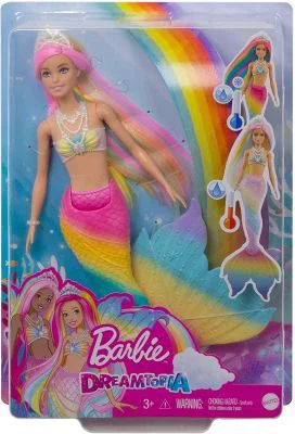 Papusa Barbie Dreamtopia sirena isi schimba culoarea