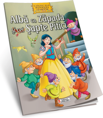 Alba ca Zapada si cei sapte pitici. Carte de colorat A4 cu ilustratii