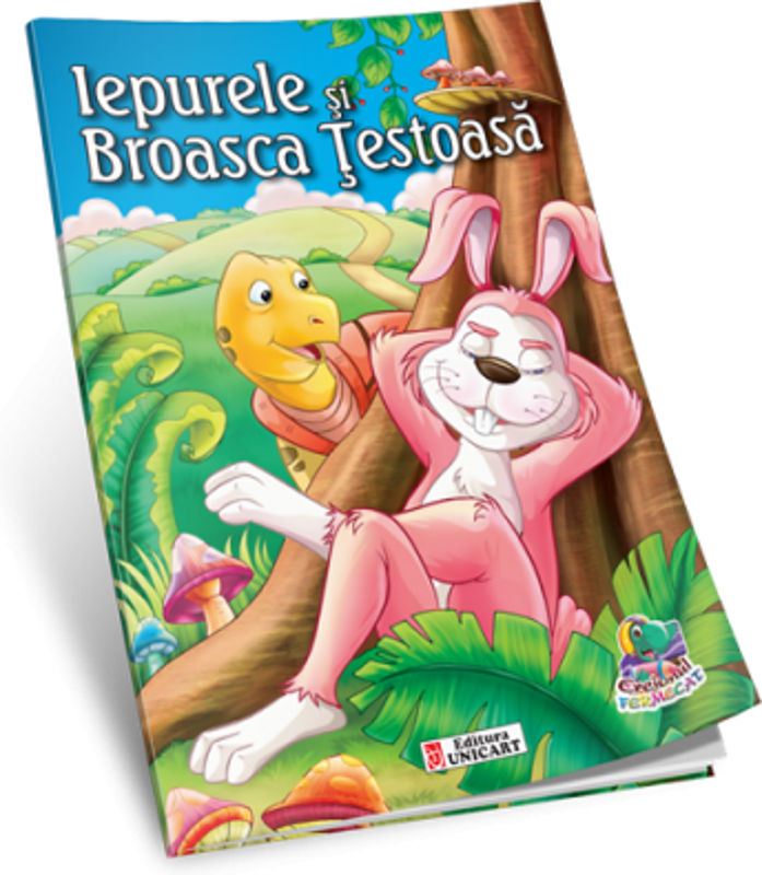 Iepurele si Broasca testoasa. Carte de colorat A5 ilustrata