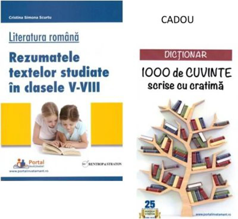 Literatura romana. Rezumatele textelor studiate in clasele 5-8 + CADOU Dictionar 1000 de cuvinte scrise cu cratima