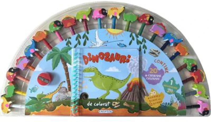 Dinozauri de colorat. 20 de creioane
