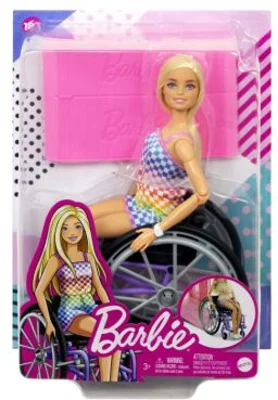 Papusa blonda in scaun cu rotile, Barbie