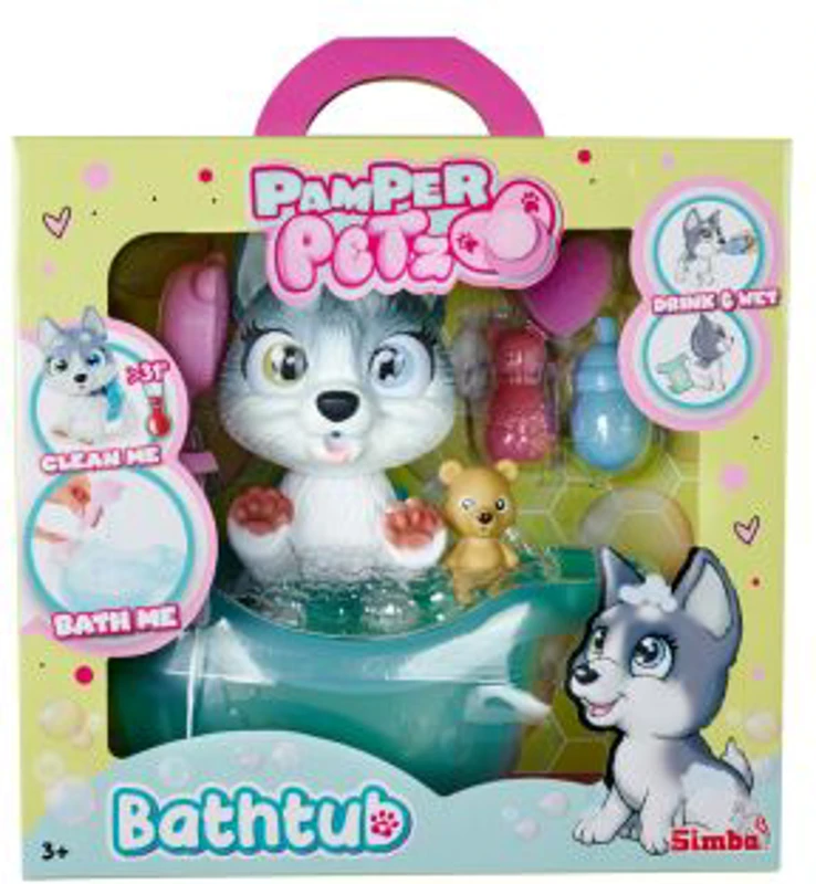 Pamper Petz Catelusul husky la baie