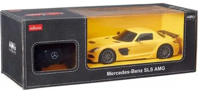 Masina cu telecomanda Mercedes-Benz SLS AMG galben, scara 1: 18, Rastar