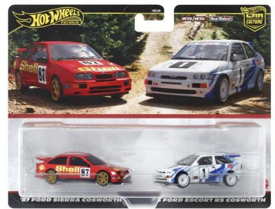 Set 2 masinute metalice Ford Sierra Cosworth si Ford Escort RS Cosworth scara 1: 64, Hot Wheels Premium