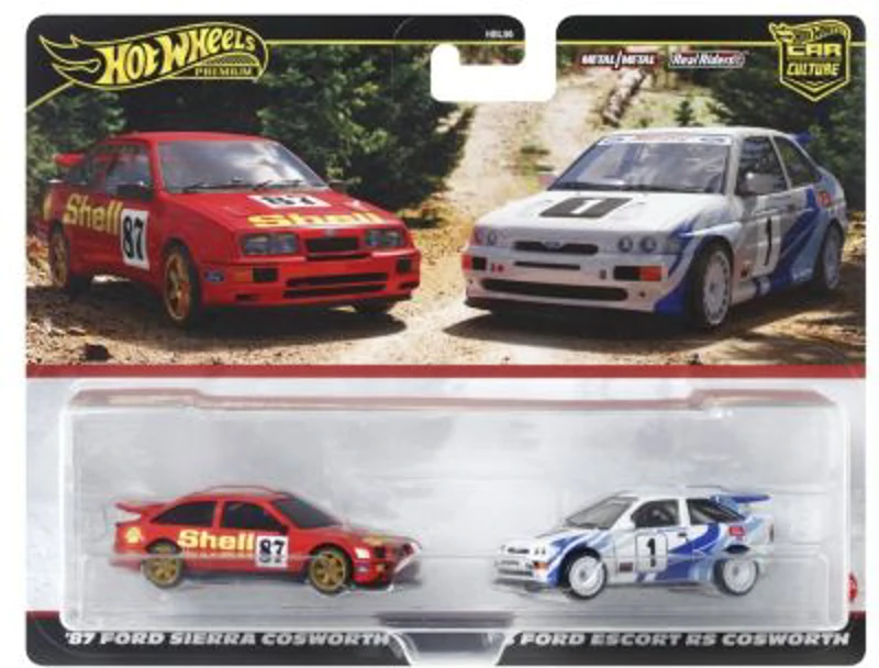 Set 2 masinute metalice Ford Sierra Cosworth si Ford Escort RS Cosworth scara 1: 64, Hot Wheels Premium