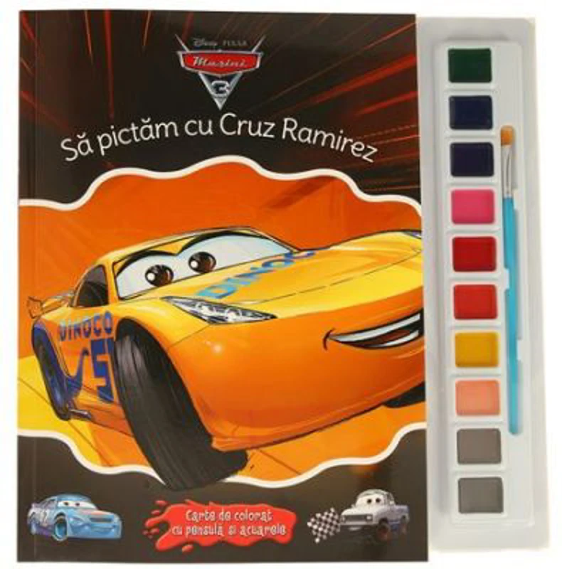 Masini 3. Sa pictam cu Cruz Ramirez. Carte de colorat cu pensula si acuarele