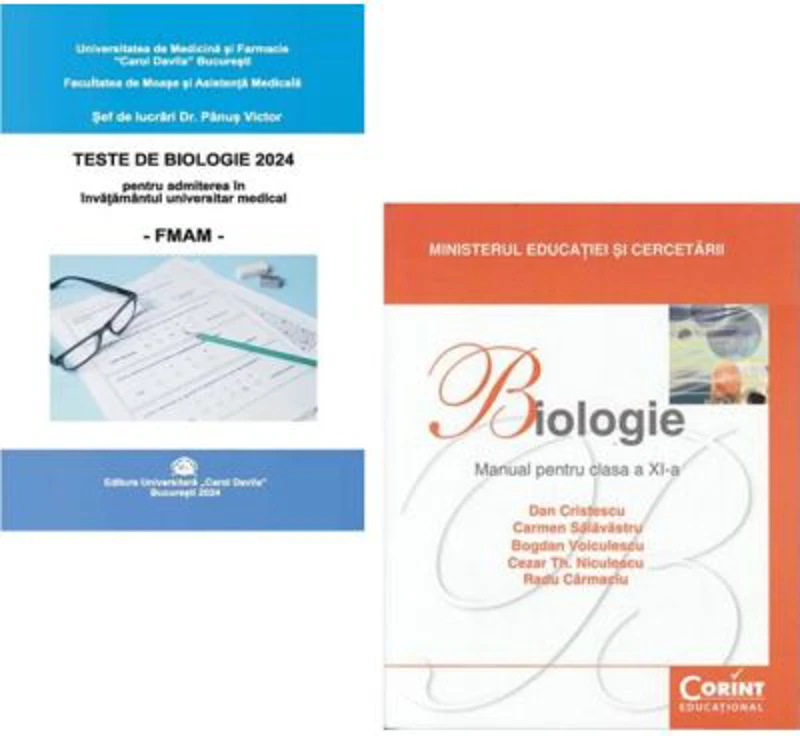 Pachet admitere in Invatamantul universitar medical FMAM: Teste de biologie 2024 si Manual de biologie clasa a 11-a - Dan Cristescu, Victor Panus