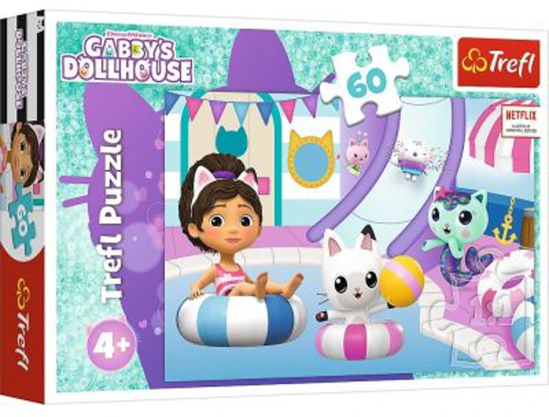 Puzzle 60 piese. Gabbys Dollhouse Gabby la piscina, Trefl