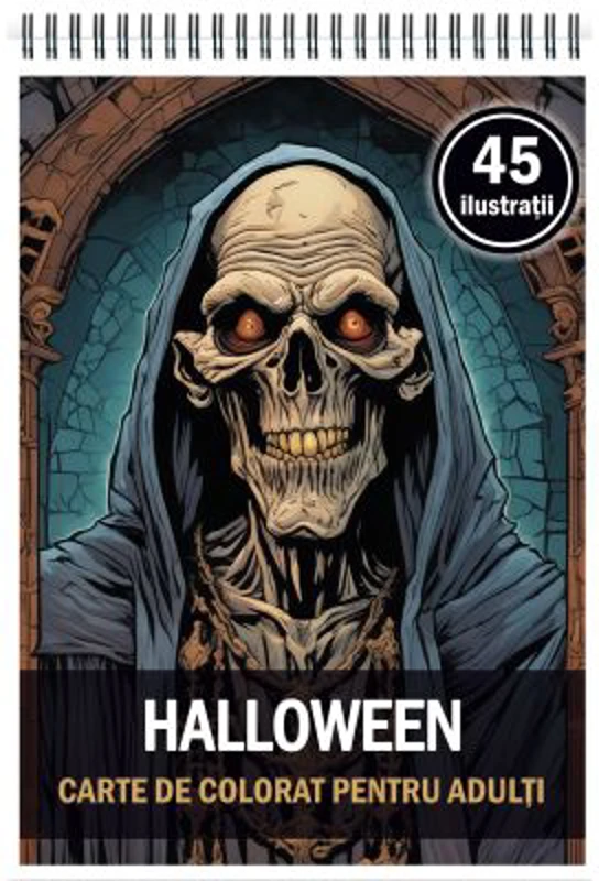 Carte de colorat pentru adulti, 45 de ilustratii, Halloween